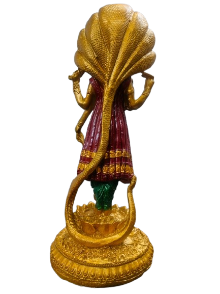 Decorative Vishnu Statue, Gold-Plated Brass, Traditional Hindu Religious Idol, 30 cm Tall