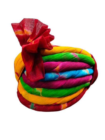 Tie-Dye Head Wrap Turban, Multicoloured Rainbow Pattern, Cotton Fabric