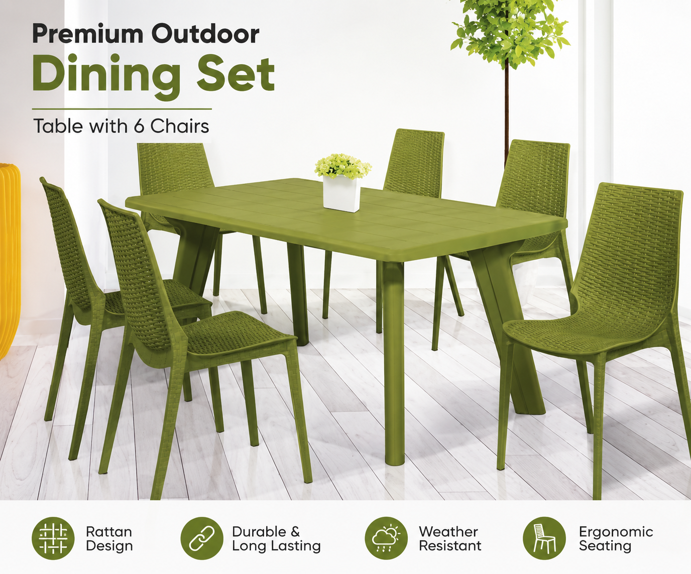 Plastic Dining Table 6 Chair