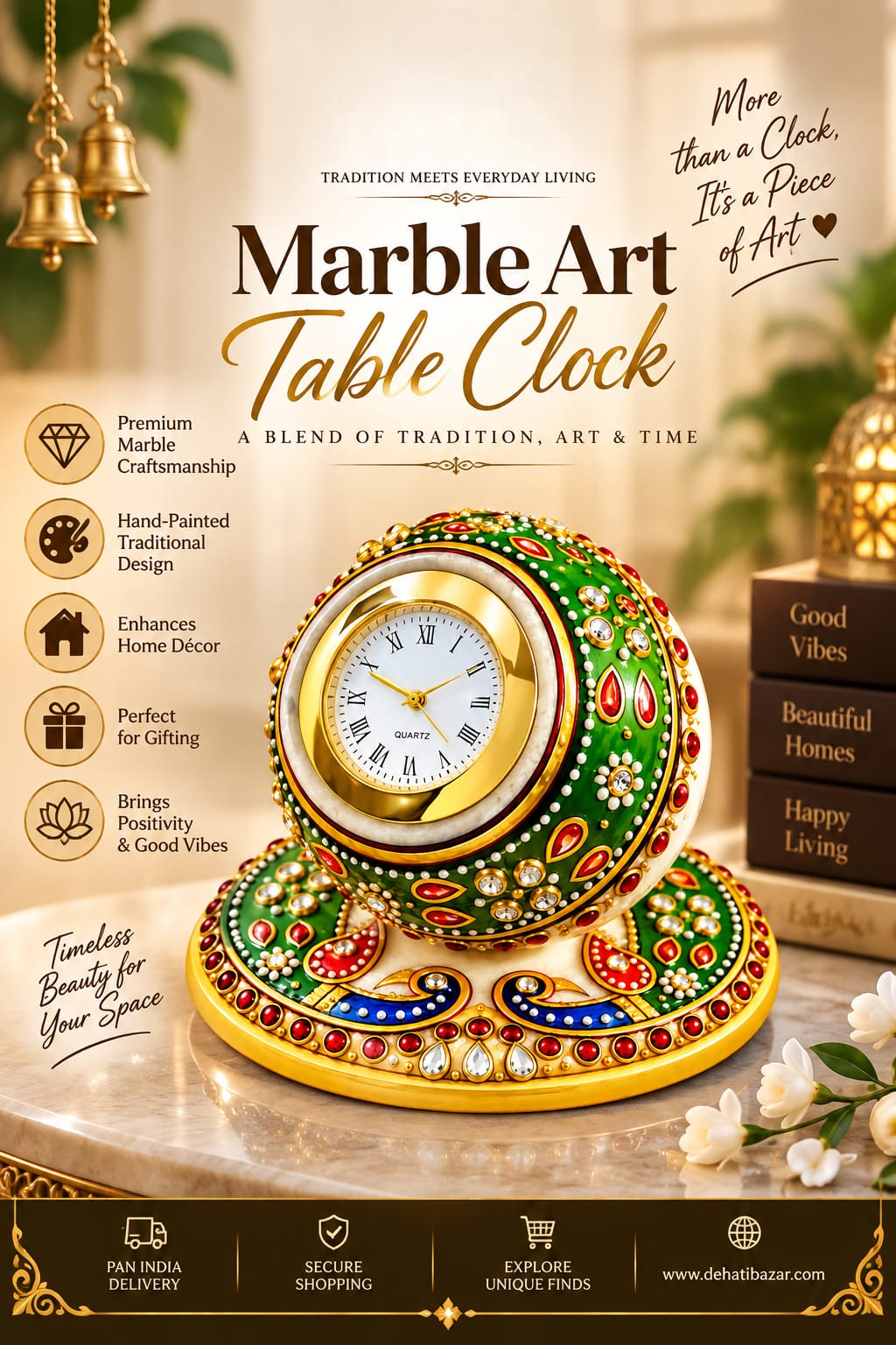 Marble Art Clock Plate – 4 Inches