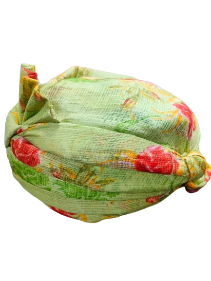 Traditional Indian Safa, Floral Print, Light Green with Red Flowers Turban