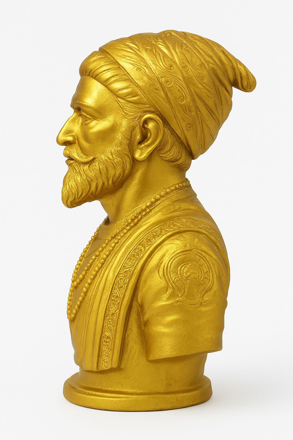 DEHATIBAZAR | Shiva Ji the Indian Warrior Bust Statue | Gold Finish | Decorative Sculpture with Turban and Ornate Details