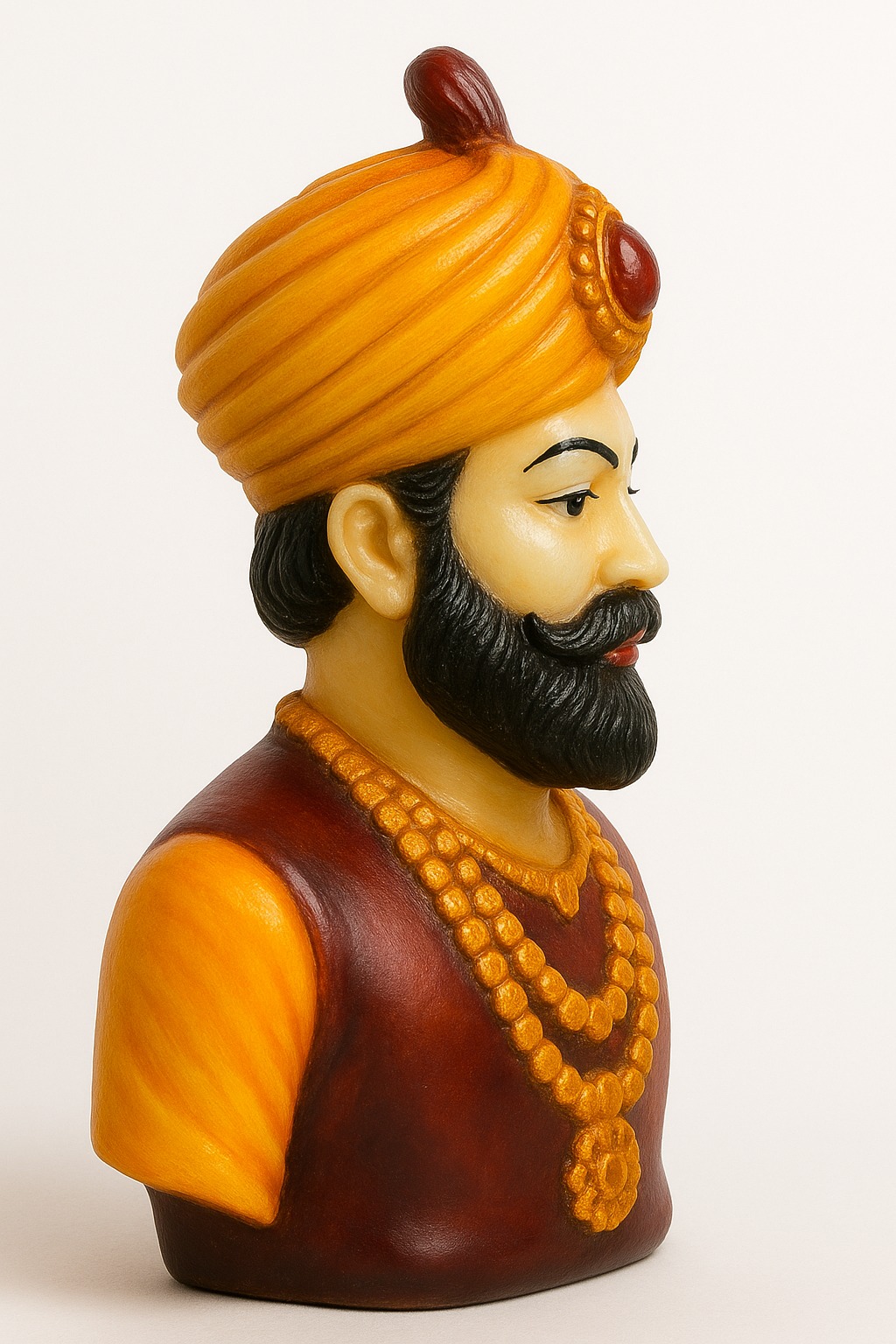 DEHATIBAZAR |Traditional Indian Decorative Couple Figurine Set | Royal Rajasthani Style | Handcrafted Resin Busts | Yellow and Green