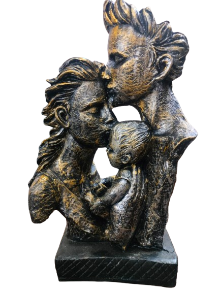 Decorative Bronze-Style Family Embrace Sculpture, Modern Art Statue, Home Decor