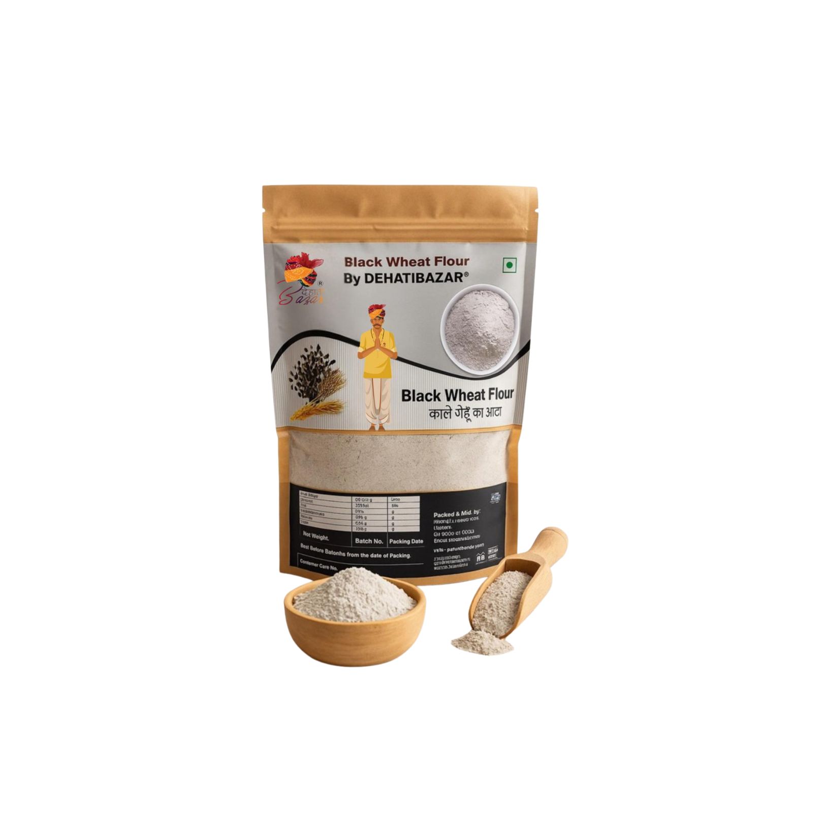 DEHATIBAZAR | Black Wheat Flour | ISO Certified | Higher concentration of protein, fiber, vitamins (especially B & E), and minerals (like zinc, iron, and selenium) compared to regular wheat flour