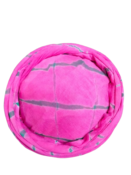 Stylish Jodhpuri Turban Head Wrap, Hot Pink with Grey Pattern, Cotton Fabric