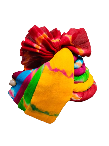 Tie-Dye Head Wrap Turban, Multicoloured Rainbow Pattern, Cotton Fabric