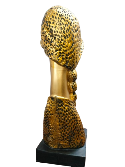 Welcoming Figure Statue, Gold Finish with Leopard Print Design, Welcome Base, Home Decor
