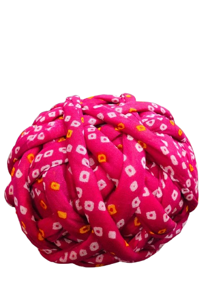 DEHATIBAZAR | Traditional Cotton Turban | Red with White Floral Stripes | Handwoven Design | Rajasthani Safa | Jodhpuri Pheta | Provided with rubber ball support and packed in a corrugated box