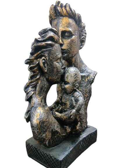 Decorative Bronze-Style Family Embrace Sculpture, Modern Art Statue, Home Decor