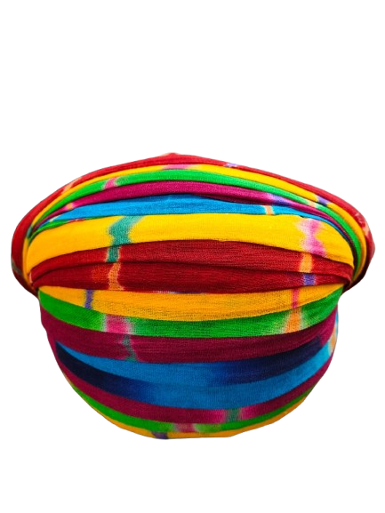Jodhpuri Rainbow Tie Dye Pagdi, Multicolored Stripes Turban
