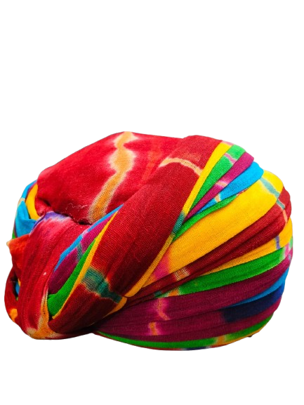 Jodhpuri Rainbow Tie Dye Pagdi, Multicolored Stripes Turban