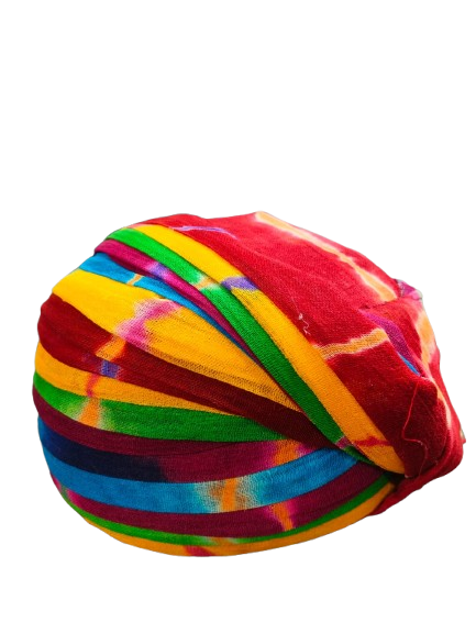 Jodhpuri Rainbow Tie Dye Pagdi, Multicolored Stripes Turban