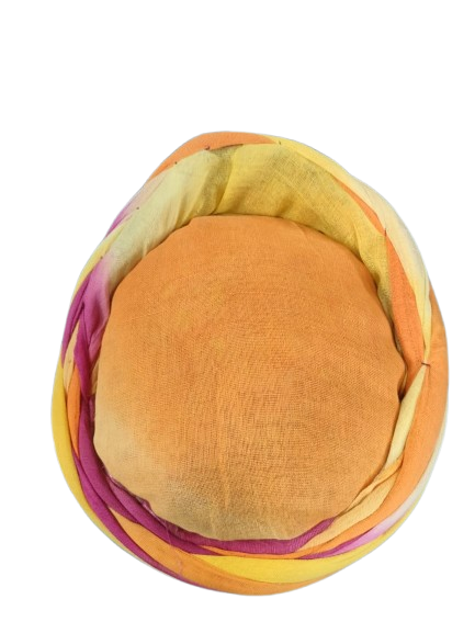 Multicolored Twisted Fabric Headband, Orange Yellow Purple Rajasthani Pagri