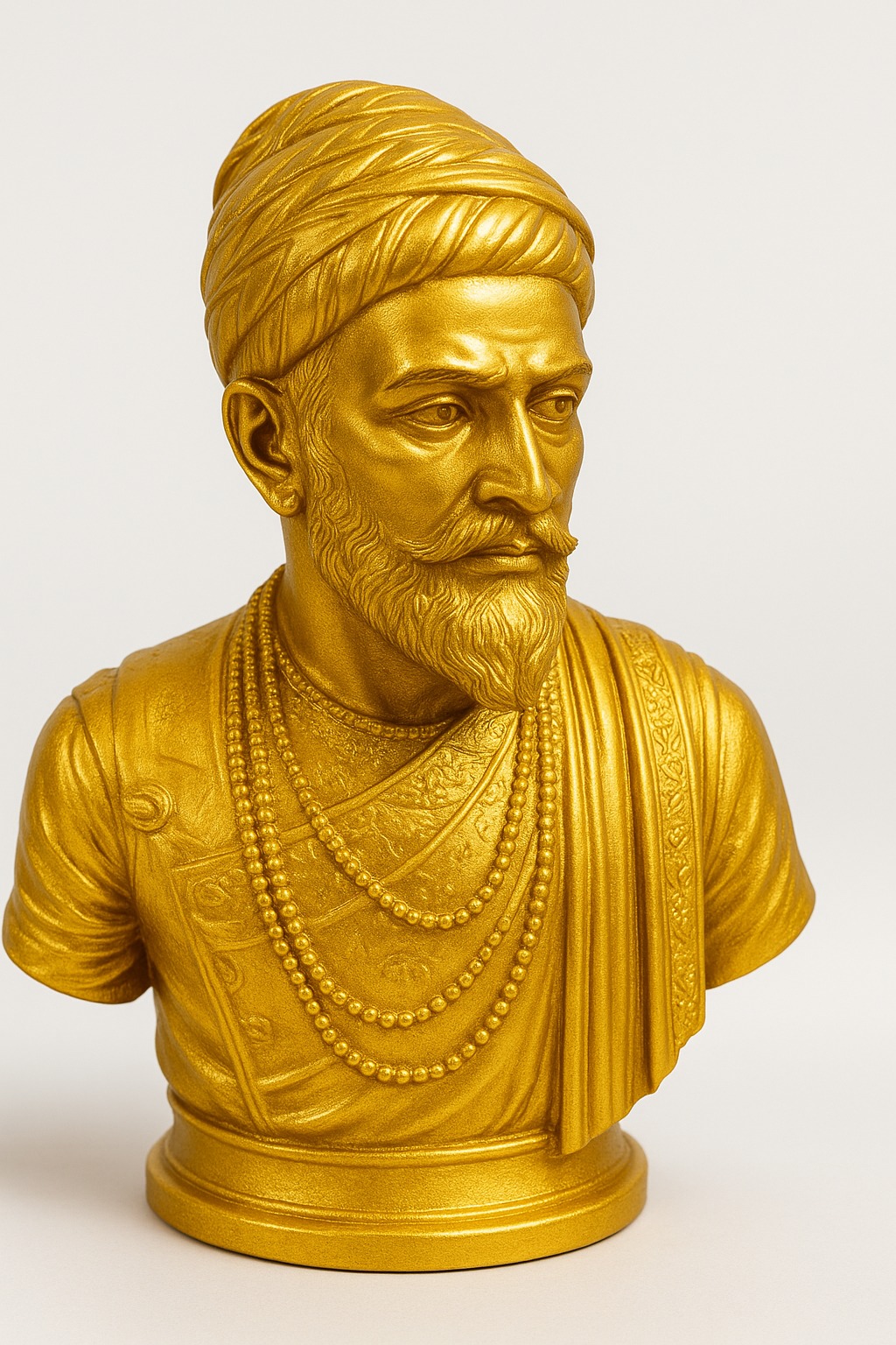 DEHATIBAZAR | Shiva Ji the Indian Warrior Bust Statue | Gold Finish | Decorative Sculpture with Turban and Ornate Details