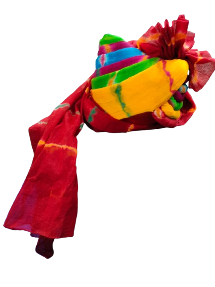 Tie-Dye Head Wrap Turban, Multicoloured Rainbow Pattern, Cotton Fabric