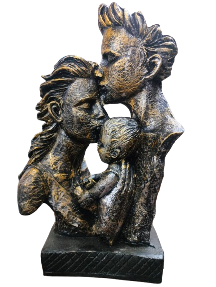 Decorative Bronze-Style Family Embrace Sculpture, Modern Art Statue, Home Decor