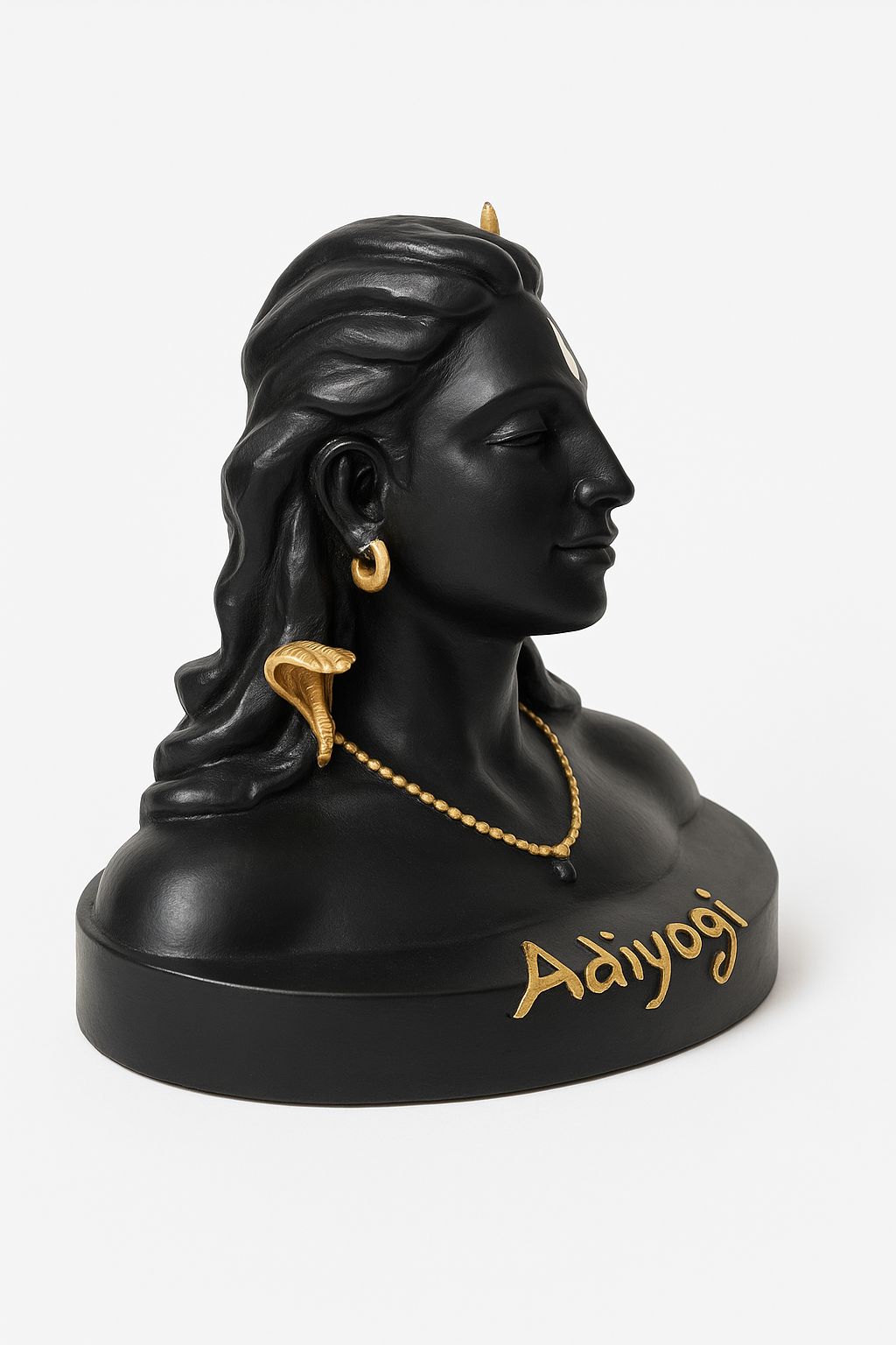 DEHATIBAZAR | Resin Adiyogi Decorative Bust Statue 3 inch, Black with Gold Accents, Spiritual Home Décor | Small Size for car deshboard