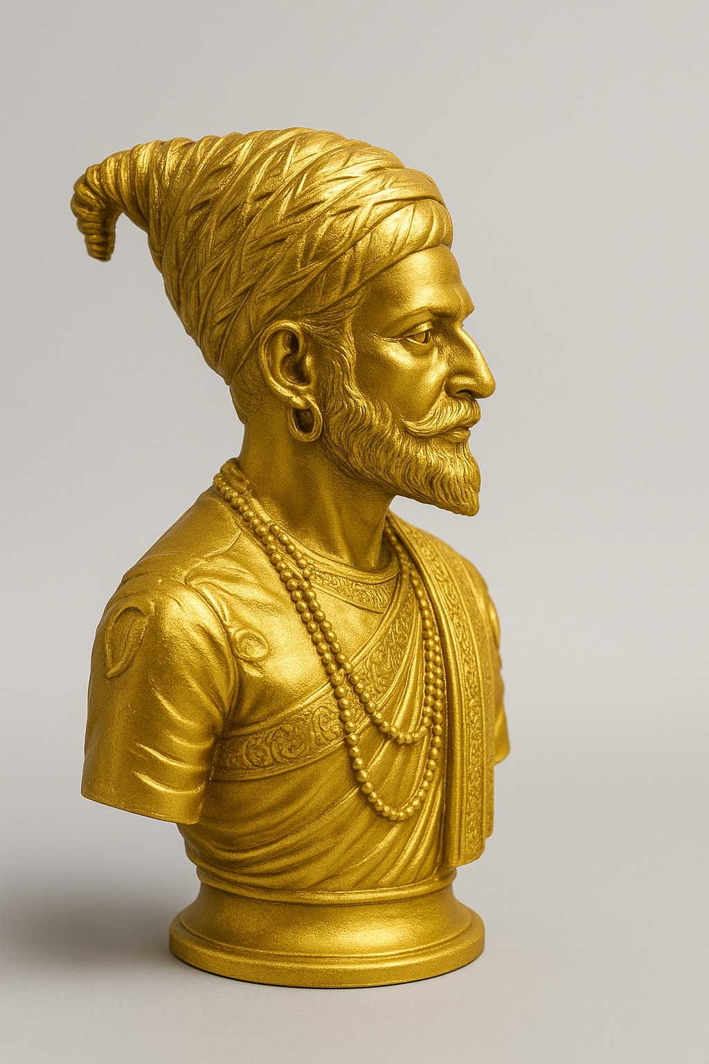DEHATIBAZAR | Shiva Ji the Indian Warrior Bust Statue | Gold Finish | Decorative Sculpture with Turban and Ornate Details