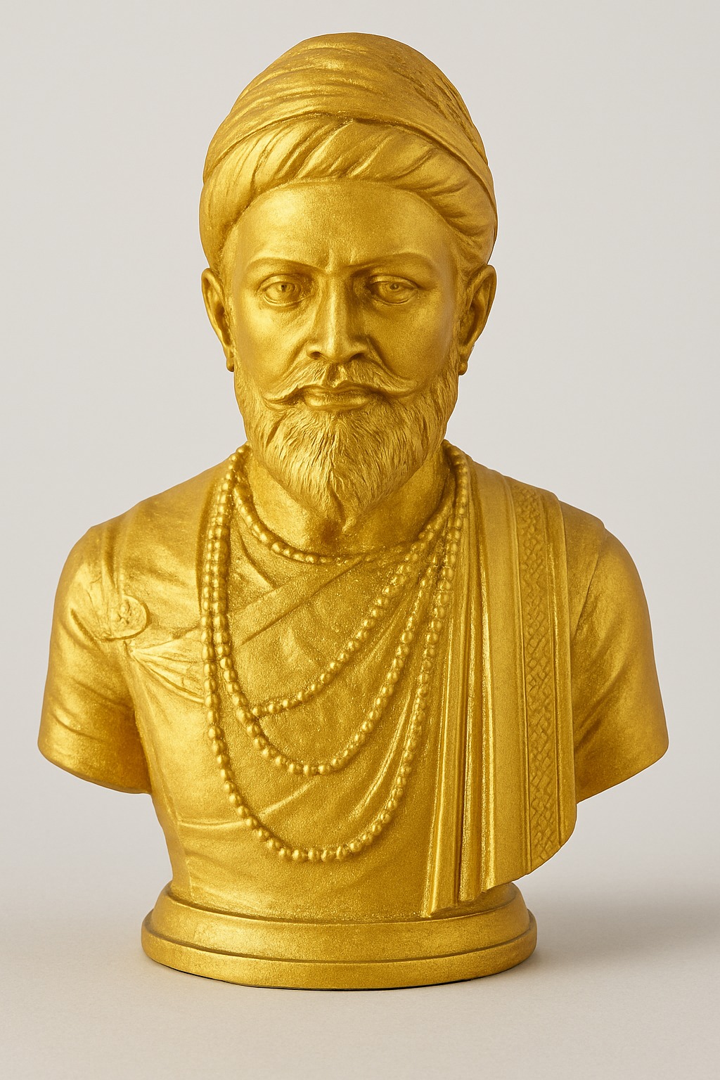 DEHATIBAZAR | Shiva Ji the Indian Warrior Bust Statue | Gold Finish | Decorative Sculpture with Turban and Ornate Details