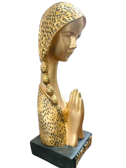 Welcoming Figure Statue, Gold Finish with Leopard Print Design, Welcome Base, Home Decor