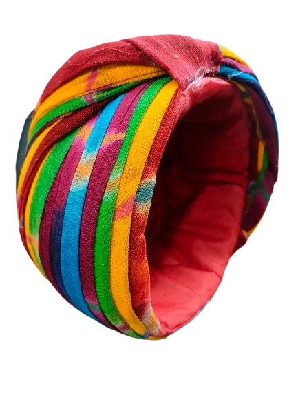 Jodhpuri Rainbow Tie Dye Pagdi, Multicolored Stripes Turban