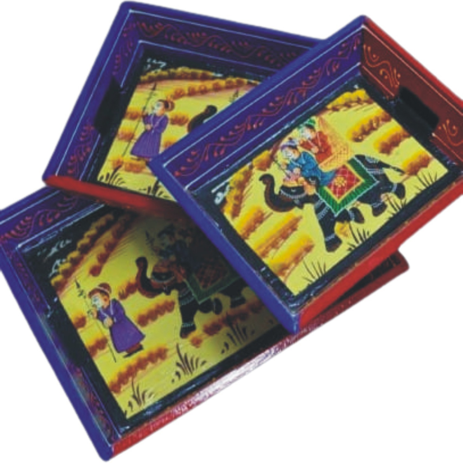 Wooden Tray Small Painting set of 3