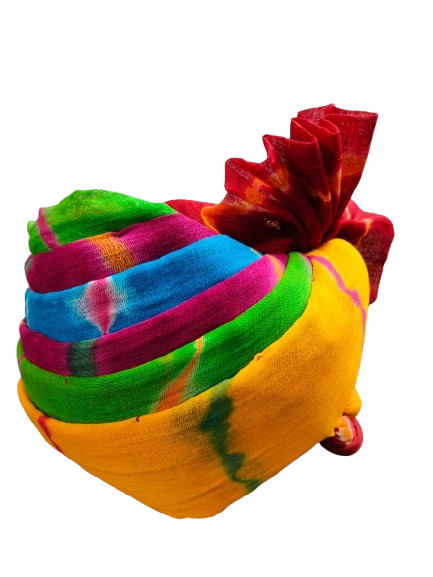 Tie-Dye Head Wrap Turban, Multicoloured Rainbow Pattern, Cotton Fabric