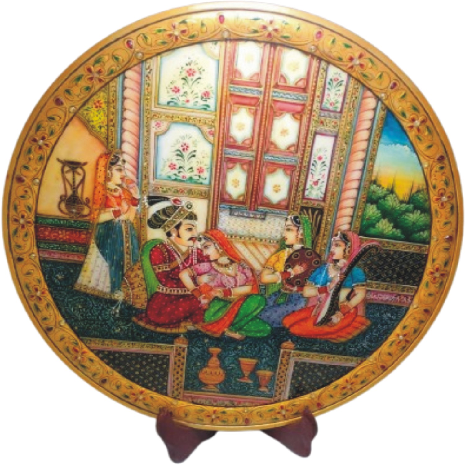 Marble Painting - Mughal Harem 2