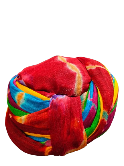Jodhpuri Rainbow Tie Dye Pagdi, Multicolored Stripes Turban