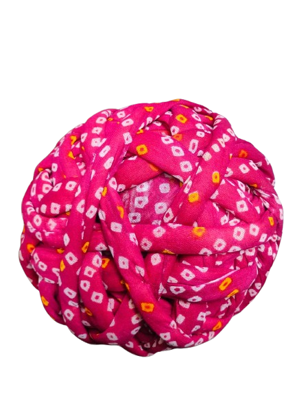 DEHATIBAZAR | Traditional Cotton Turban | Red with White Floral Stripes | Handwoven Design | Rajasthani Safa | Jodhpuri Pheta | Provided with rubber ball support and packed in a corrugated box