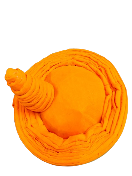 Traditional Bajeerao Pagdi, Orange Velvet with Silver Border, Wedding Turban