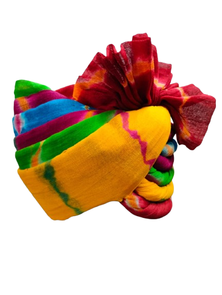 Tie-Dye Head Wrap Turban, Multicoloured Rainbow Pattern, Cotton Fabric